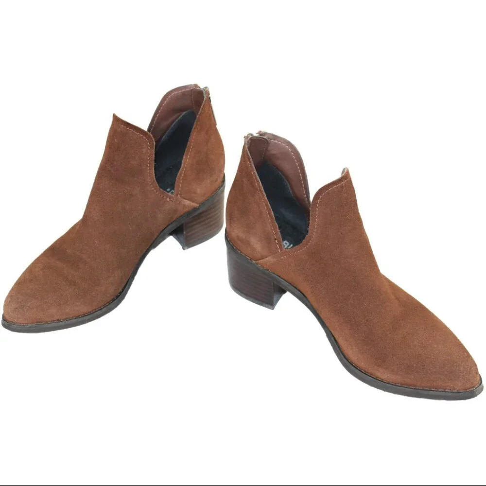 Blondo Eliza Brown Mocha Suede Waterproof Western Attitude Bootie Size 7.5